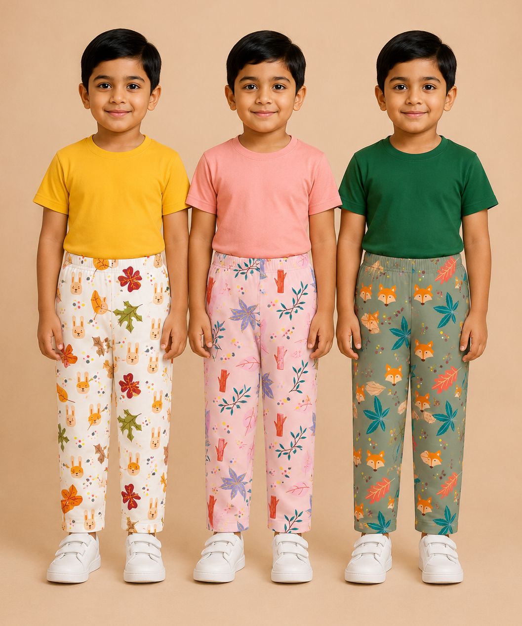 Pure Cotton Boys Printed Track Pant for Casual Night wear for Kids | Age 0 To 8 Years (Pack of 3)