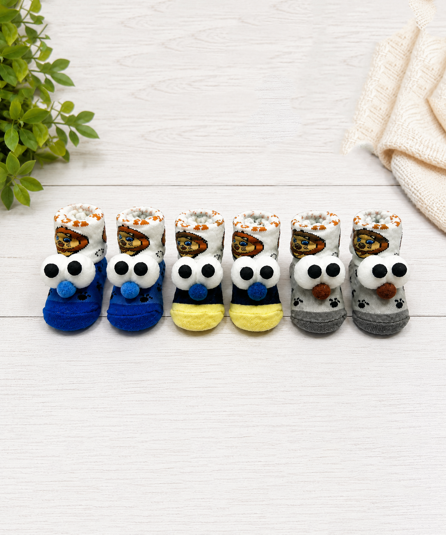 Soft Cotton Baby Booties | 0 to 12 Months | Pack of 3 Pairs Set