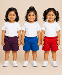 Pure Cotton Plain Shorts for Girls Kid with Elastic Age 3 Months to 4 Years (Pack of 3)