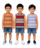 Cotton Stripes Kids Sleeveless Tshirt (Pack of 3)