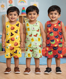 Boys Cotton Cartoon Printed Kids Sleeveless Set Combo | Age 0 to 3 Years | T-shirt & Shorts (Combo Set Pack of 3)