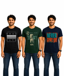 Men's Half Sleeve Printed Round Neck T-Shirt Combo (Pack of 3)
