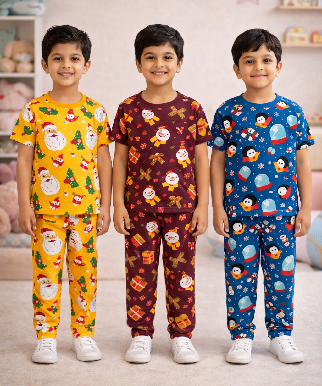 Boys Cotton Cartoon Printed Kids Co-ord Set Combo | Age 0 to 5 Years | T-shirt & Track pant (Combo Set Pack of 3)