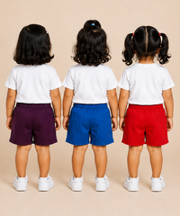 Pure Cotton Plain Shorts for Girls Kid with Elastic Age 3 Months to 4 Years (Pack of 3)
