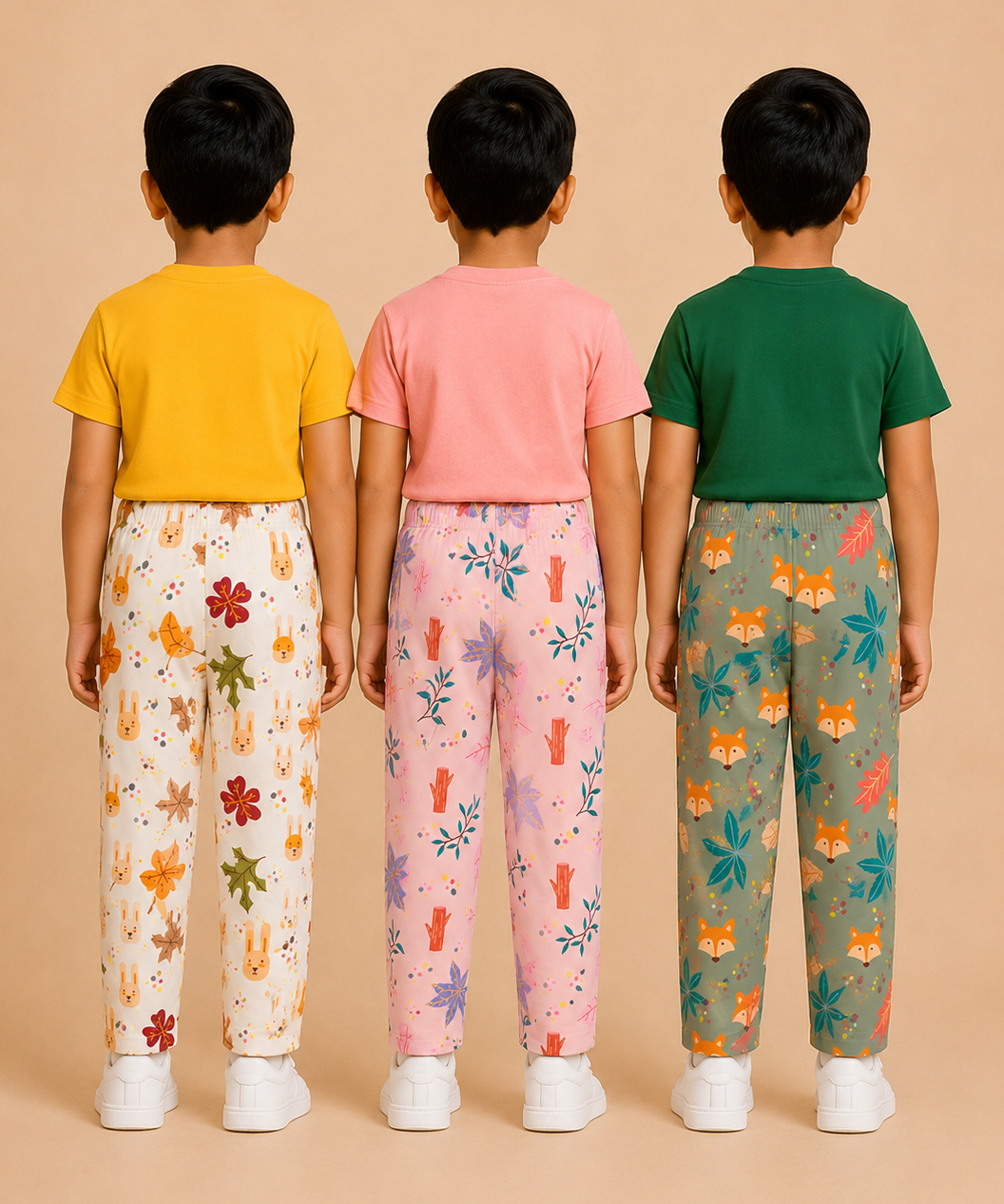 Pure Cotton Boys Printed Track Pant for Casual Night wear for Kids | Age 0 To 8 Years (Pack of 3)