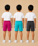 Kids Double Side Stripe Sports Shorts | Cotton Casual Shorts for Boys | Age 6-9 Years | Pack Of 3 Pieces Combo