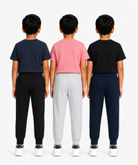 Boys Graphic Printed T-Shirt & Typography Track Pant Co-Ord Set | Age 2-5 Years | Pack Of 3 Set