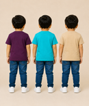 Kids Boys Popcorn Stripes Half Sleeve T-Shirt | Age 3 to 6 Years (Pack of 3 Pieces)