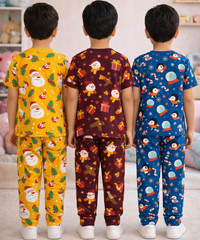 Boys Cotton Cartoon Printed Kids Co-ord Set Combo | Age 0 to 5 Years | T-shirt & Track pant (Combo Set Pack of 3)