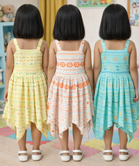 Fish Frock Floral Printed | Casual wear for Girl Kids Age 2 To 7 Years (Pack of 3)