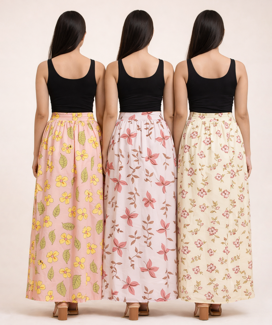 Rayon Floral Printed Skirt for Women Casual & Party Wear | Combo (Pack of 3)