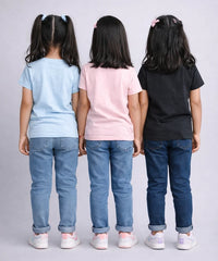 Girls Printed Casual Round Neck T-shirt (Pack of 3 Pieces)
