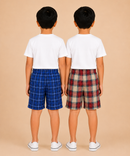 Kids Boys Checkered & Printed Cotton Shorts | Age - 5 to 10 Years | Soft Elastic Waist Casual Shorts | Combo Pack of 2 Pieces