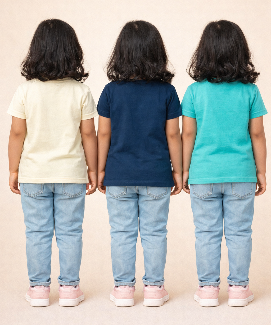 Kids 100% Cotton Fine Tshirt With Printed Multi Colour | Age 1 to 6 Years (Pack of 3 Pieces)