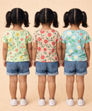 Kids Girls Cotton Printed T-shirt | 0 to 3 Years (Pack Of 3 Pieces)