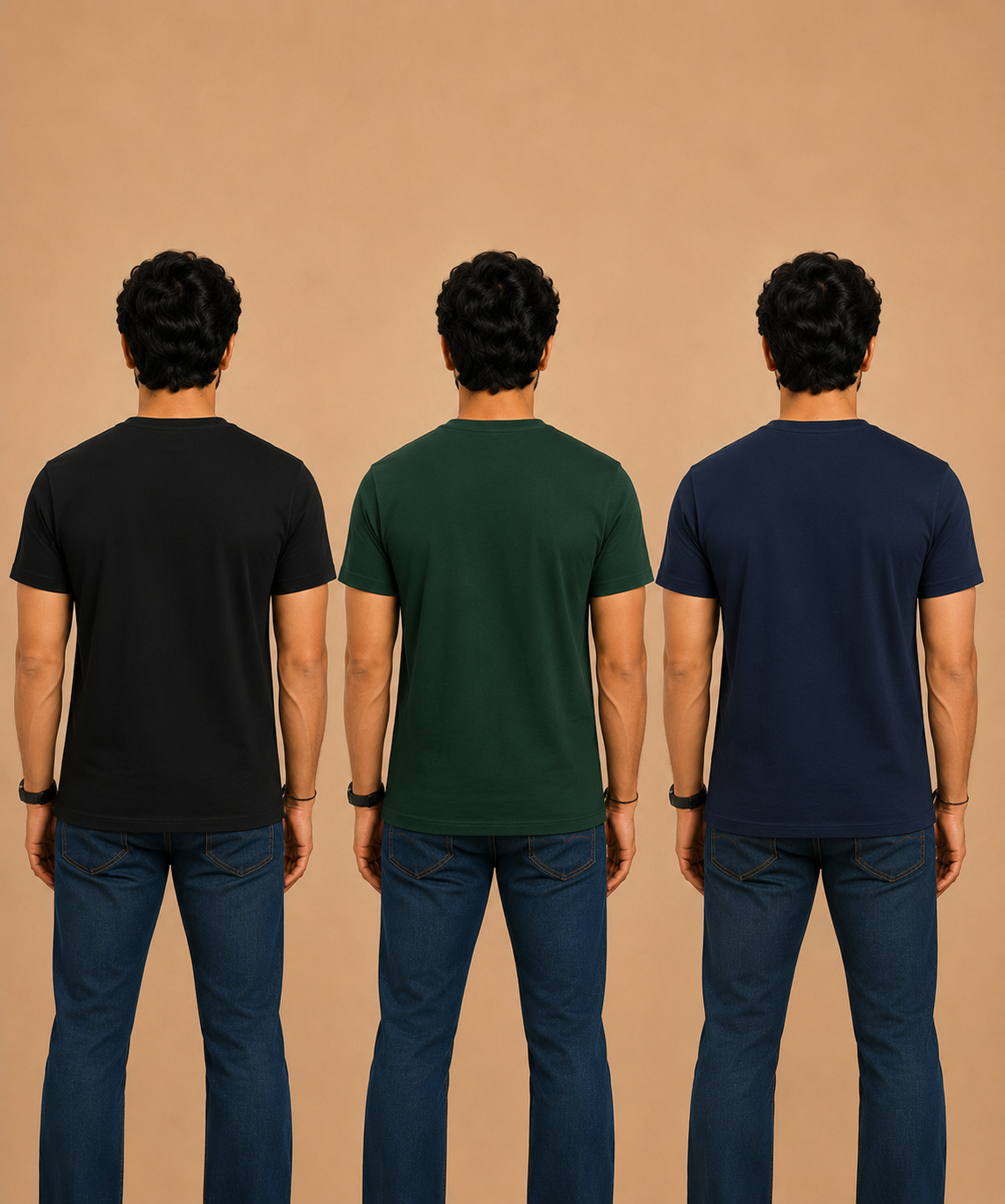Men's Half Sleeve Printed Round Neck T-Shirt Combo (Pack of 3)