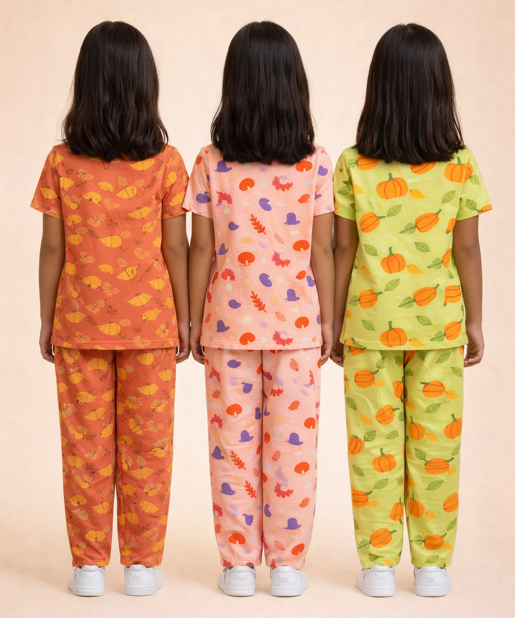 Girl Kids All Over Printed Co-ord Set | Tshirt and Pant | Age 2 to 10 Years (Pack of 3 Sets)