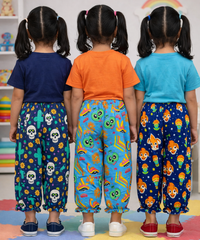 Pure Cotton Pajama Pant for Casual wear for Girl Kids Age 0 To 6 Years (Pack of 3)