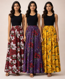 Rayon Floral Printed Skirt for Women Casual & Party Wear | Combo (Pack of 3)