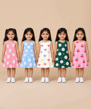 Girls 100% Cotton All Over Printed 2 To 5 Years Gown Dress/Frock Dress (Pack of 5)
