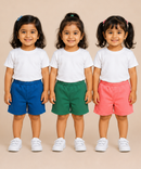Pure Cotton Plain Shorts for Girls Kid with Elastic Age 3 Months to 4 Years (Pack of 3)