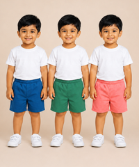 Pure Cotton Plain Shorts for Boys Kid with Elastic Age 3 Months to 4 Years (Pack of 3)