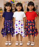 Cotton Fish Midi Floral Printed Skirt | Casual wear for Girl Kids Age 2 To 9 Years (Pack of 3)