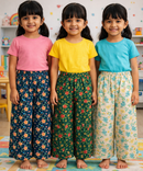 Printed Palazzo Pant | Casual Night wear for Girl Kids Age 4 To 10 Years (Pack of 3)