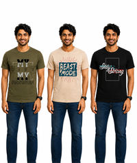 Men's Half Sleeve Printed Round Neck T-Shirt Combo (Pack of 3)