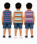 Cotton Stripes Kids Sleeveless Tshirt (Pack of 3)
