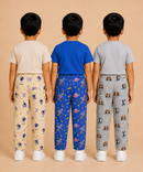Pure Cotton Boys Printed Track Pant for Casual Night wear for Kids | Age 0 To 8 Years (Pack of 3)
