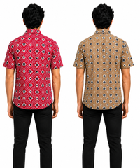 Men's Printed Casual Half Sleeve Shirt | Size - L,XL,2XL | Regular Fit Summer Resort Shirts for Men | Pack Of 2 Piece Combo