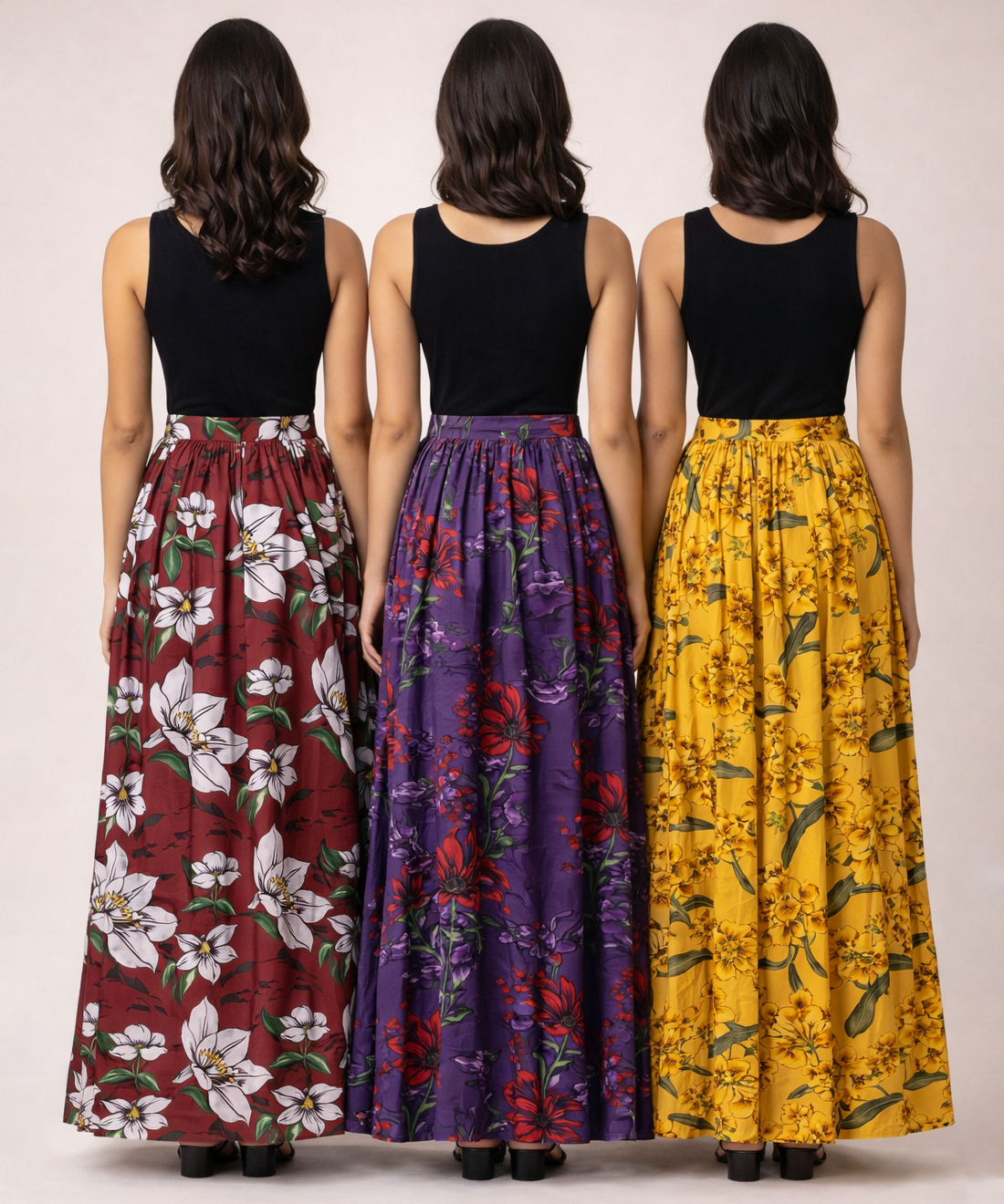 Rayon Floral Printed Skirt for Women Casual & Party Wear | Combo (Pack of 3)