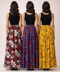 Rayon Floral Printed Skirt for Women Casual & Party Wear | Combo (Pack of 3)