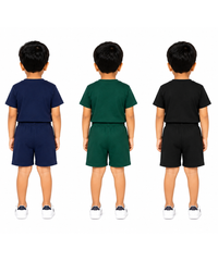 Kids Cartoon Print T-Shirt & Shorts Co-Ord Set for Boys | Age 6 Months-3 Years | Pack Of 3 Set Combo