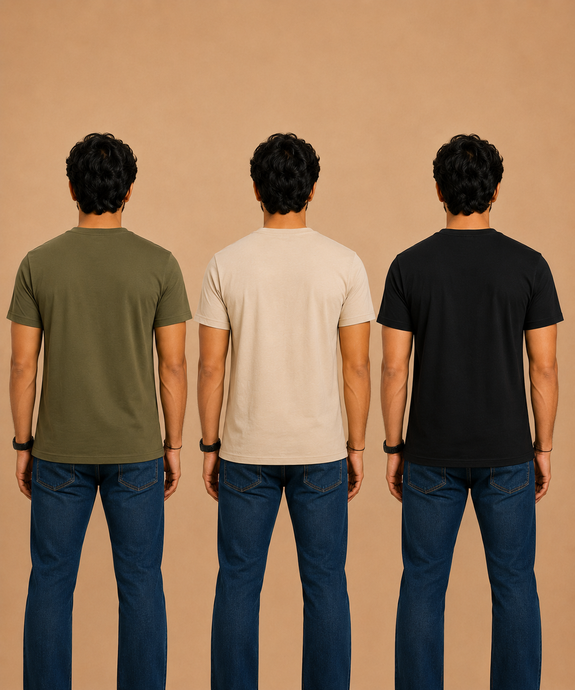 Men's Half Sleeve Printed Round Neck T-Shirt Combo (Pack of 3)