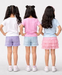 Girls Printed Casual Round Neck T-shirt (Pack of 3 Pieces)