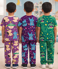 Boys Cotton Cartoon Printed Kids Co-ord Set Combo | Age 0 to 5 Years | T-shirt & Track pant (Combo Set Pack of 3)