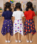 Cotton Fish Midi Floral Printed Skirt | Casual wear for Girl Kids Age 2 To 9 Years (Pack of 3)