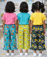 Pure Cotton Pajama Pant for Casual wear for Girl Kids Age 0 To 6 Years (Pack of 3)