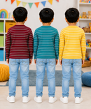 Kids Stripes Full Sleeve Cotton Tshirt | Age 0 to 3 Years (Pack of 3 Pieces)