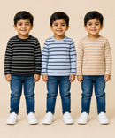 Kids Boys Cotton Stripes Full Sleeve T-shirt | Age 0-3 Years (Pack of 3)
