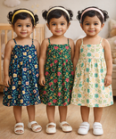 Girl Baby Sleeveless Cotton Frock Printed with Underwear | Age 0 to 6 Months (Pack of 3 Pieces)
