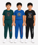 Boys Graphic Printed T-Shirt & Typography Track Pant Co-Ord Set | Age 2-5 Years | Pack Of 3 Set