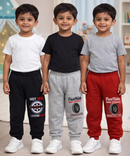 Cotton Track Pant with Bottom Cuff | Random Cartoon Printed | Age 0 to 5 Years (Pack of 3 Pieces)