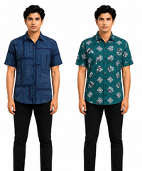 Men's Printed Casual Half Sleeve Shirt | Size - L,XL,2XL | Regular Fit Summer Resort Shirts for Men | Pack Of 2 Piece Combo