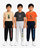 Boys Graphic Printed T-Shirt & Typography Track Pant Co-Ord Set | Age 2-5 Years | Pack Of 3 Set