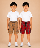Kids Boys Checkered & Printed Cotton Shorts | Age - 5 to 10 Years | Soft Elastic Waist Casual Shorts | Combo Pack of 2 Pieces