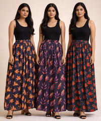 Rayon Floral Printed Skirt for Women Casual & Party Wear | Combo (Pack of 3)