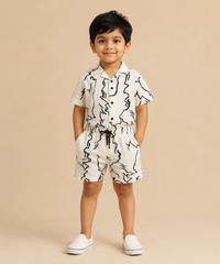 Polyester Printed Co-Ord Set for Baby Boys Casual Wear | Half Sleeve Shirt & Shorts Combo Set with Pocket | Age 1 to 10 Years